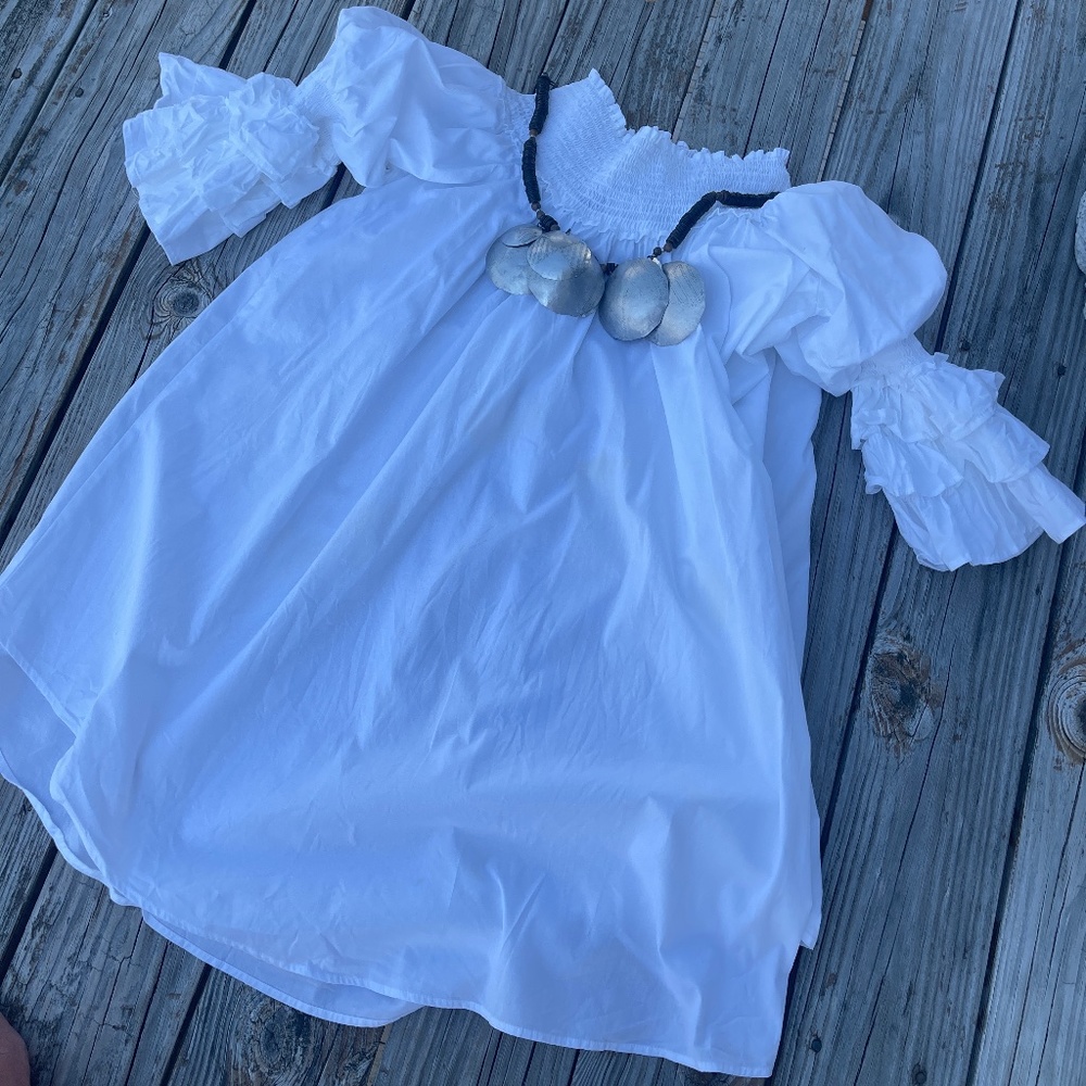 Off the shoulder white dress